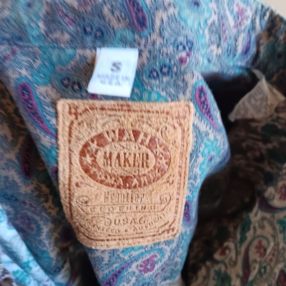 Mens Small Vintage Shirt Wah Maker Paisley Button-Up Pullover Paisley Made USA - Picture 3 of 7